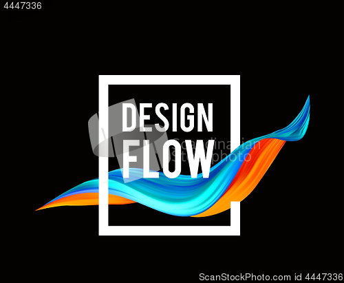 Image of Colorful flow design. Trending wave liquid vector illustration on black