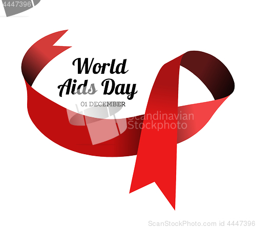 Image of World Aids Day. Vector illustration with red ribbon