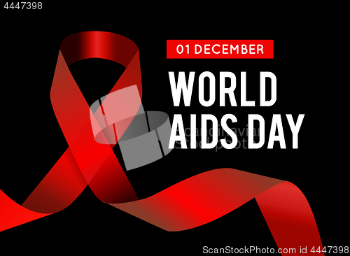 Image of World Aids Day. Vector illustration with red ribbon