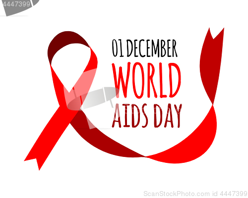 Image of World Aids Day. Vector illustration with red ribbon