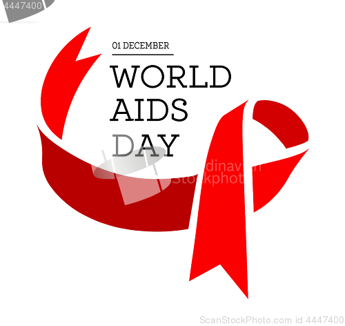 Image of World Aids Day. Vector illustration with red ribbon