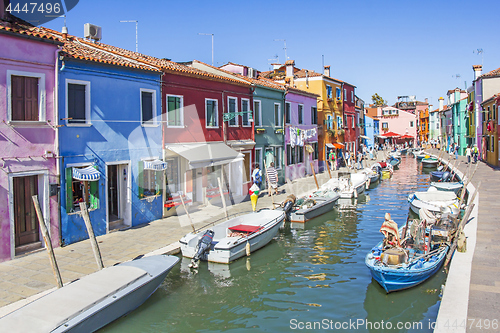 Image of Houses with Colorful facade in Burano, Venice, Italy