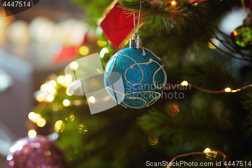 Image of Decorated Christmas tree with light string