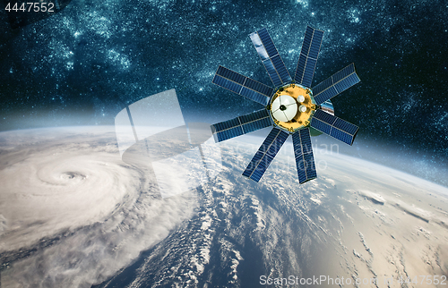 Image of Space satellite monitoring from earth orbit weather from space, 