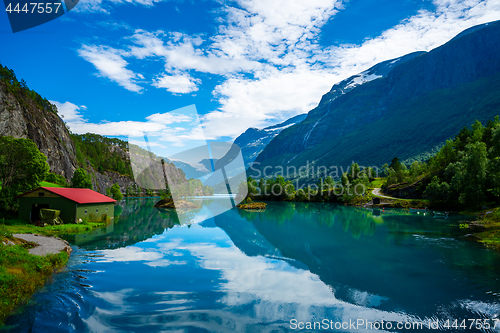 Image of lovatnet lake Beautiful Nature Norway.