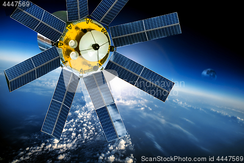 Image of Space satellite over the planet earth