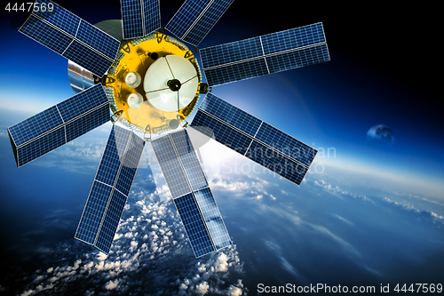 Image of Space satellite over the planet earth