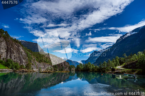 Image of lovatnet lake Beautiful Nature Norway.