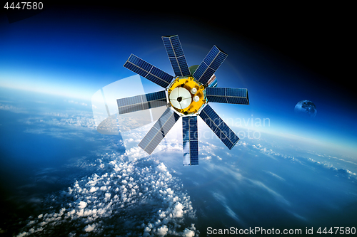 Image of Space satellite over the planet earth