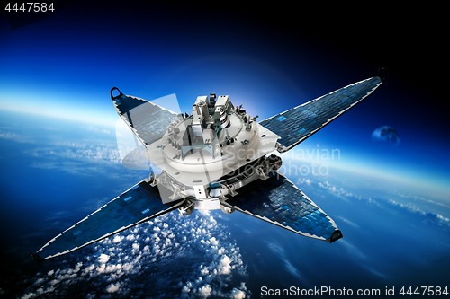 Image of Space satellite over the planet earth