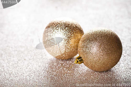 Image of Christmas golden decorations.