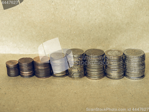 Image of Vintage Euro coins pile