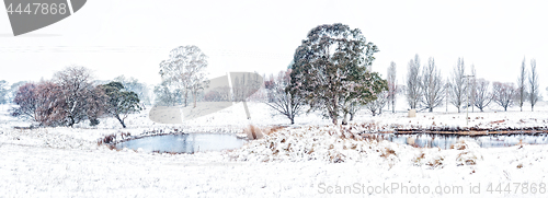 Image of Rural farmlands in country Australia after fresh snow falls