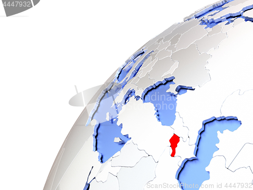 Image of Armenia on modern shiny globe