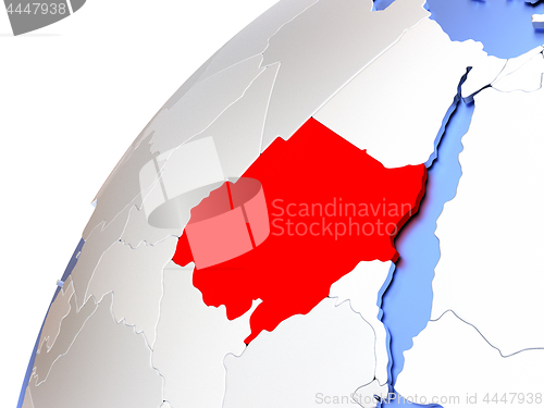Image of Sudan on modern shiny globe