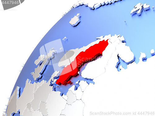 Image of Sweden on modern shiny globe