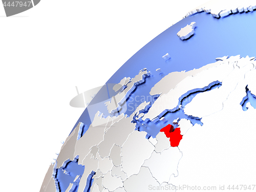 Image of Latvia on modern shiny globe