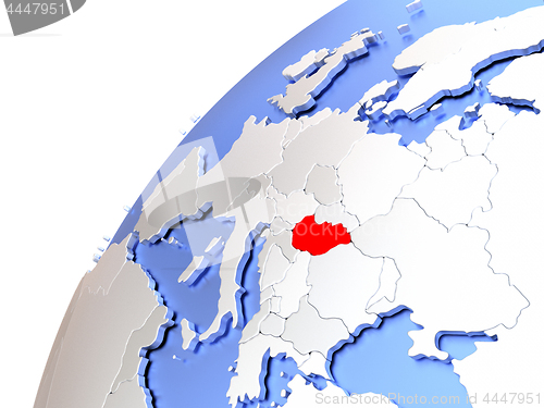 Image of Hungary on modern shiny globe