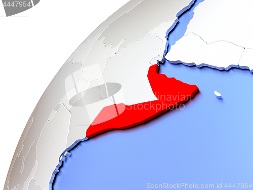 Image of Somalia on modern shiny globe