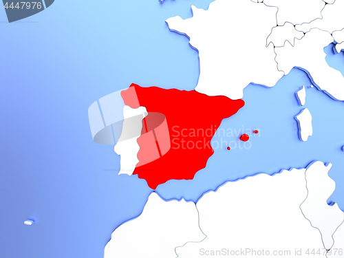 Image of Spain in red on map