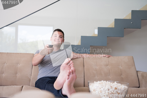 Image of young handsome man enjoying free time