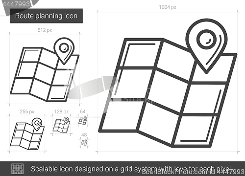 Image of Route planning line icon.