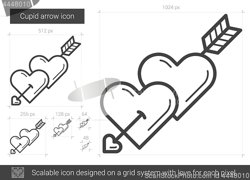 Image of Cupid arrow line icon.