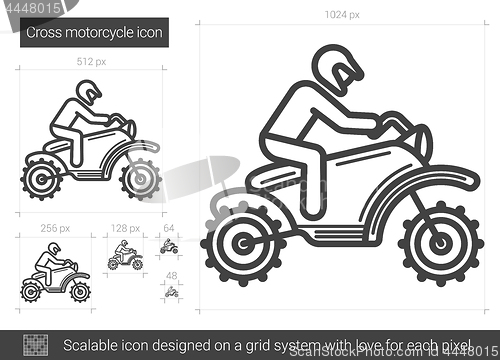 Image of Cross motorcycle line icon.