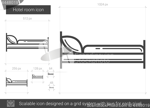 Image of Hotel room line icon.