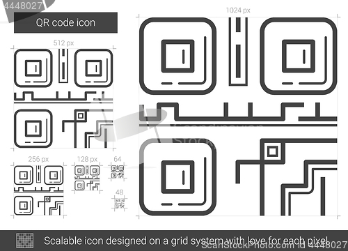 Image of QR code line icon.