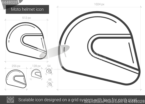 Image of Moto helmet line icon.