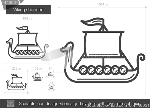 Image of Viking ship line icon.