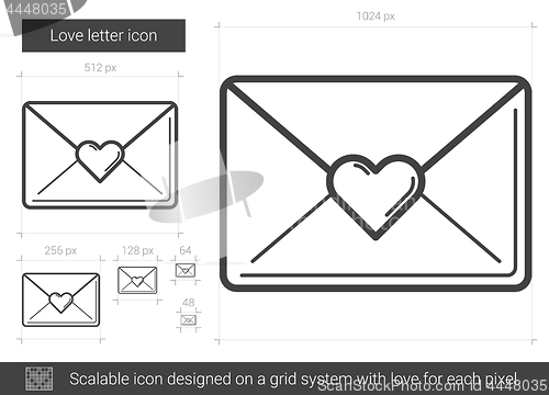 Image of Love letter line icon.