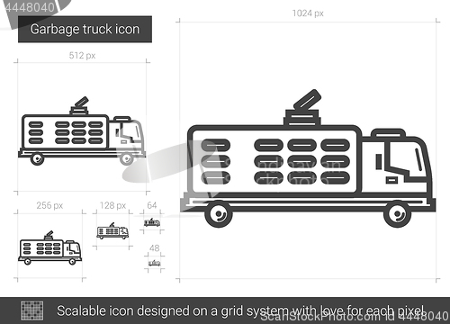 Image of Garbage truck line icon.