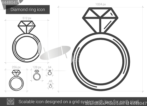 Image of Diamond ring line icon.
