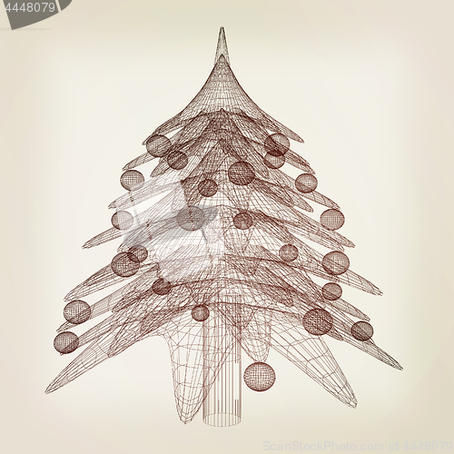 Image of Christmas tree concept. 3d illustration. Vintage style