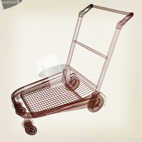 Image of Trolley for luggage at the airport. 3D illustration.. Vintage st