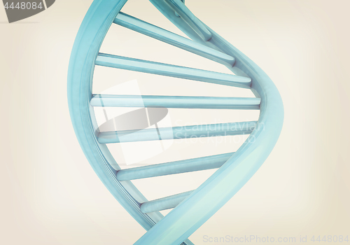 Image of DNA structure model on white. 3D illustration. Vintage style