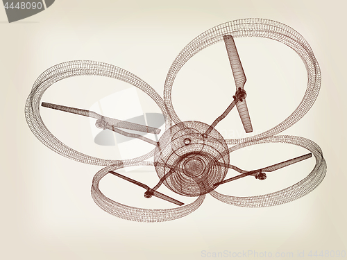 Image of Quadcopter Dron. 3d render. Vintage style