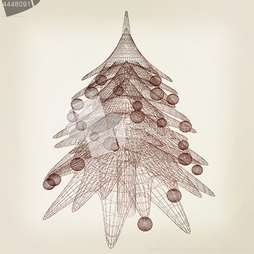 Image of Christmas tree concept. 3d illustration. Vintage style