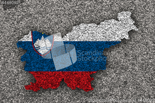 Image of Map and flag of Slovenia on poppy seeds
