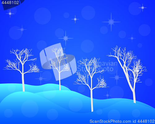 Image of winter trees in snowdrifts