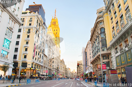 Image of Gran Via street. Madrid, Spain