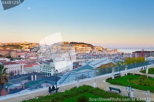 Image of Lisbon skyline at sunset. Portugal