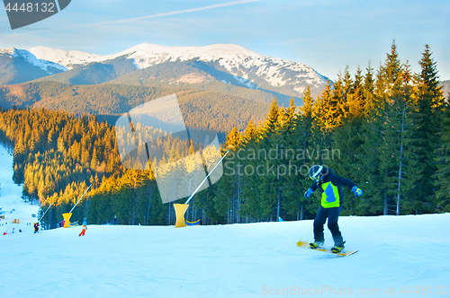 Image of Snowborder at ski resort