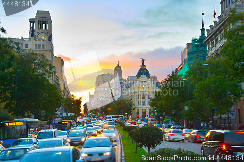 Image of Madrid busy street, Spain