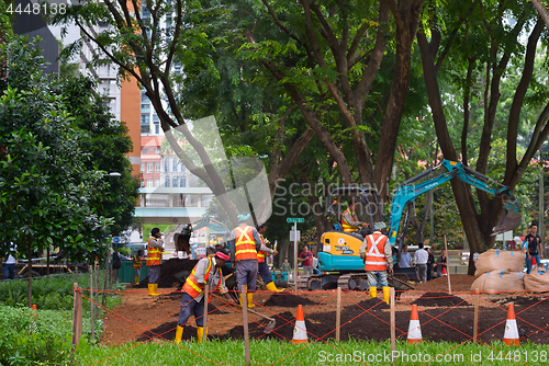 Image of Public park developing works. Singapore