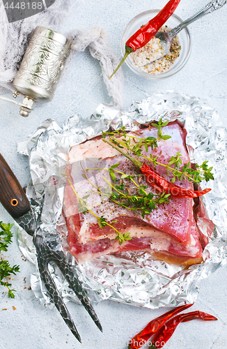 Image of raw meat in foil