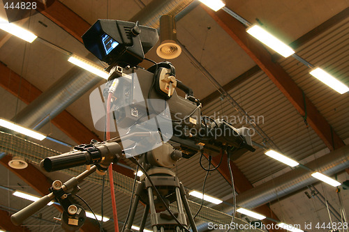 Image of Tv camera in a large hall.