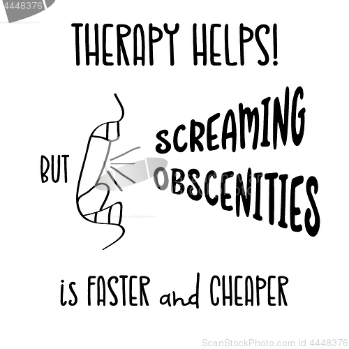 Image of Hand drawn typography poster with creative slogan: Therapy helps